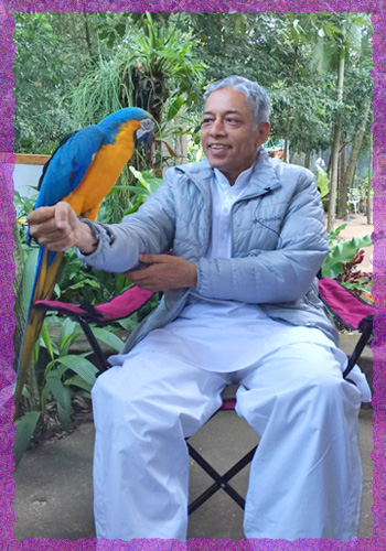 Pujyashree with a bird